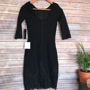 Lulus black embroidered lace bodycon dress NWT